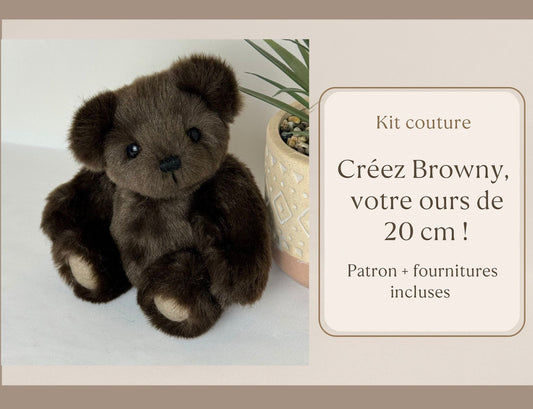 🧵🐻 Kit Couture "Browny" 20 cm – Créez Votre Ours Articulé Unique