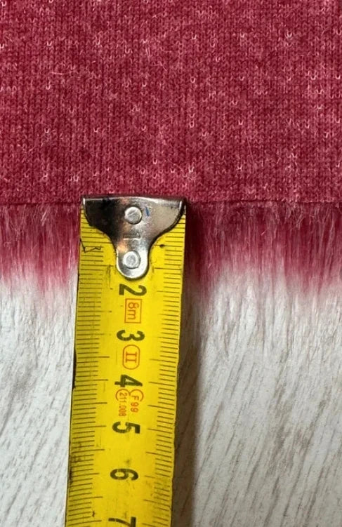 Coupon tissu fausse fourrure douce à poils longs rose à mèches blanches 30cm x 155cm