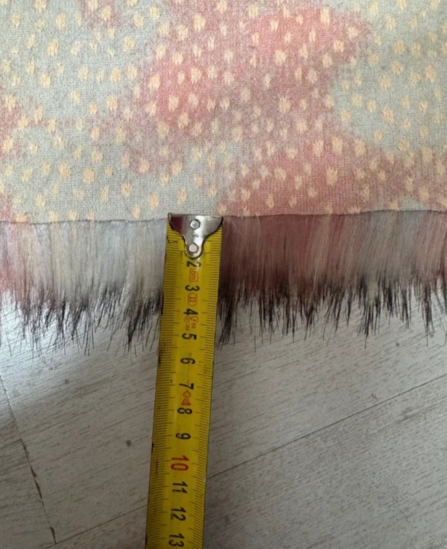 Fausse fourrure rose & beige nuancée poils longs 4/5 cm – Coupon 30×40cm