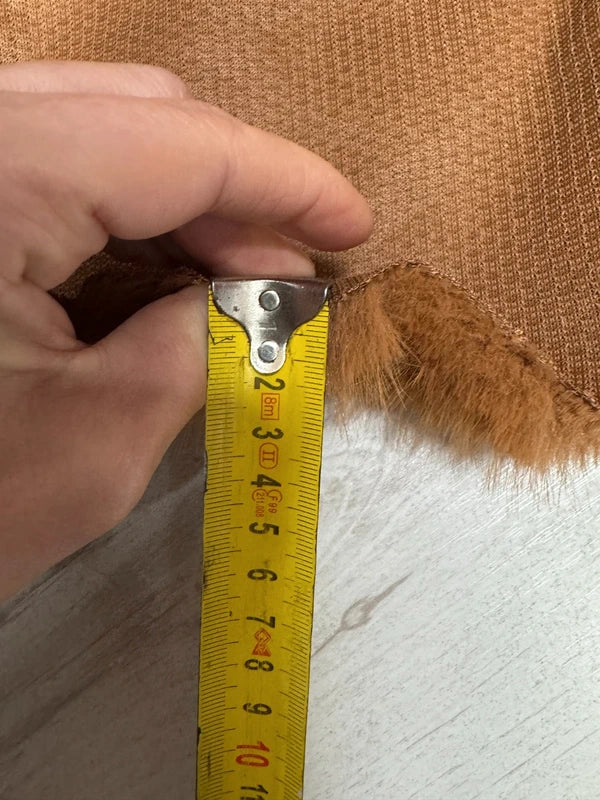 Coupon fausse fourrure marron chaud poils ~2 cm 30×160 cm