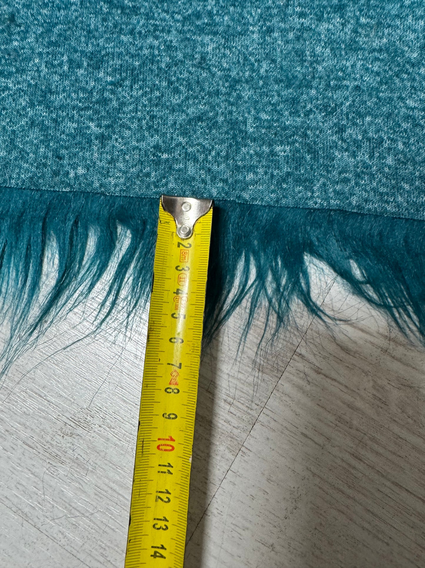 Coupon fausse fourrure 32×148 cm Bleu sarcelle / Vert canard (poils 6 cm)