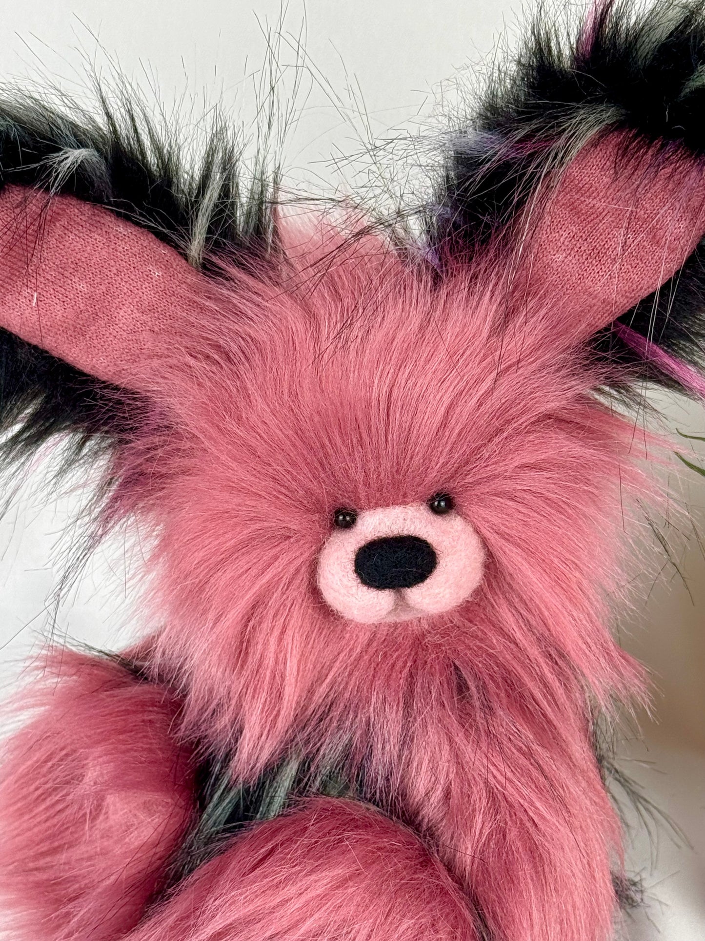 Biskot lapin de collection 27cm (10.6") lapin artiste décoration fausse fourrure peluche sculpture textile Ooak PIECE UNIQUE