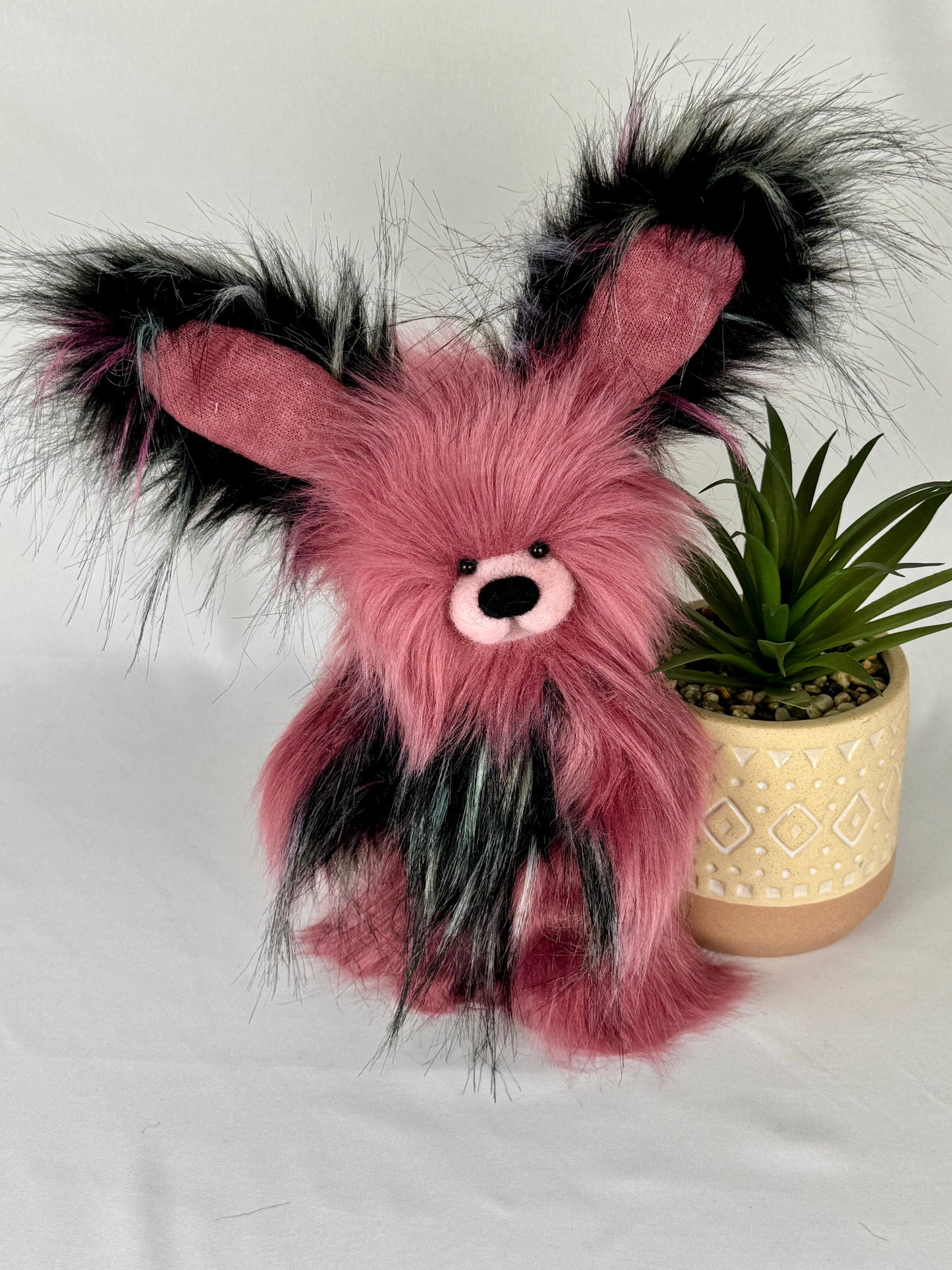 Biskot lapin de collection 27cm (10.6") lapin artiste décoration fausse fourrure peluche sculpture textile Ooak PIECE UNIQUE