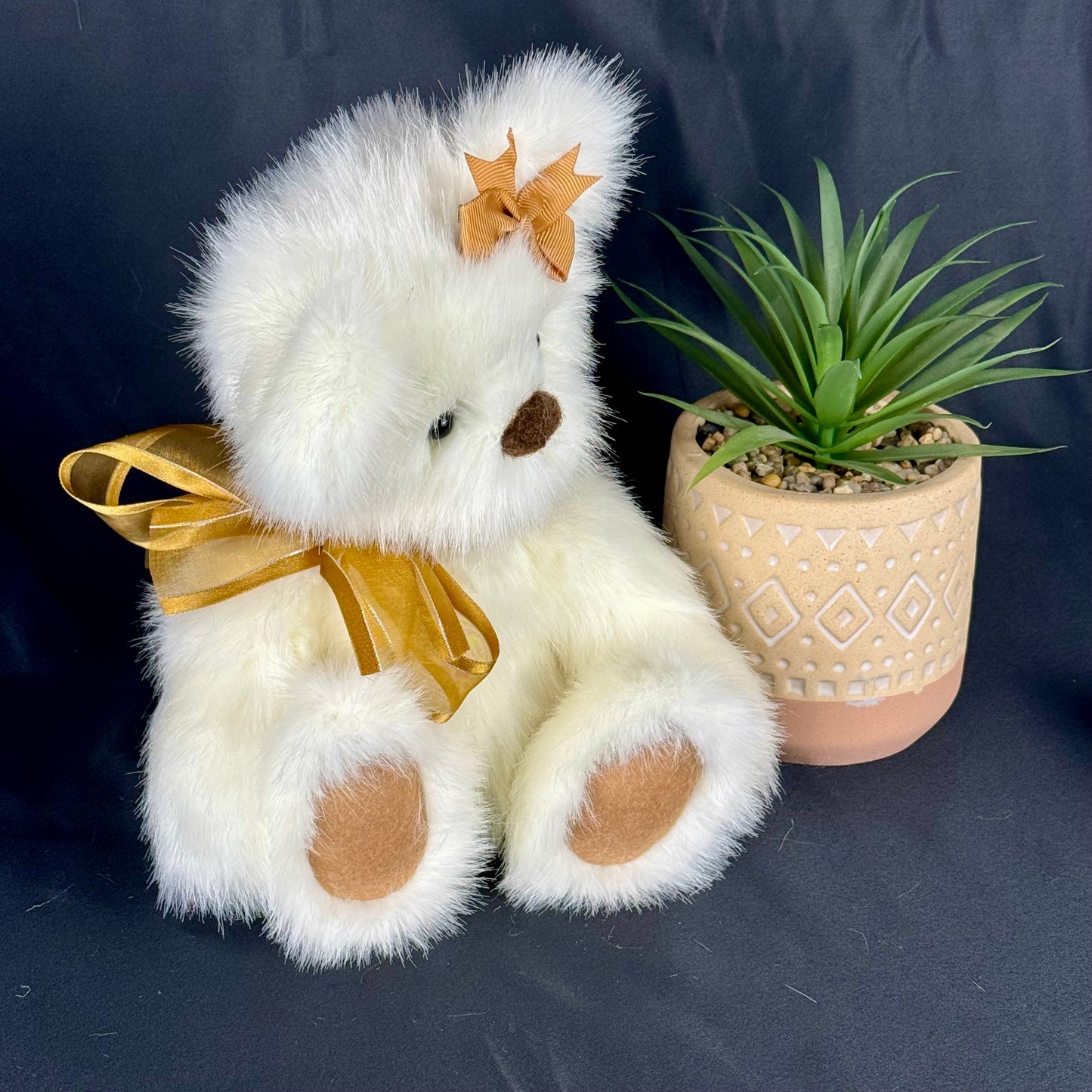 🧸 Ours de Collection Articulé 30 cm (11.8") en Fausse Fourrure – Claire, Pièce Unique
