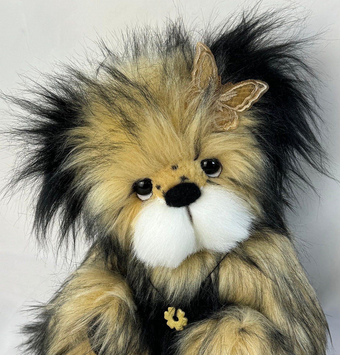 Peluche de collection réaliste 30 cm, ours articulé à l’ancienne avec certificat d’authenticité