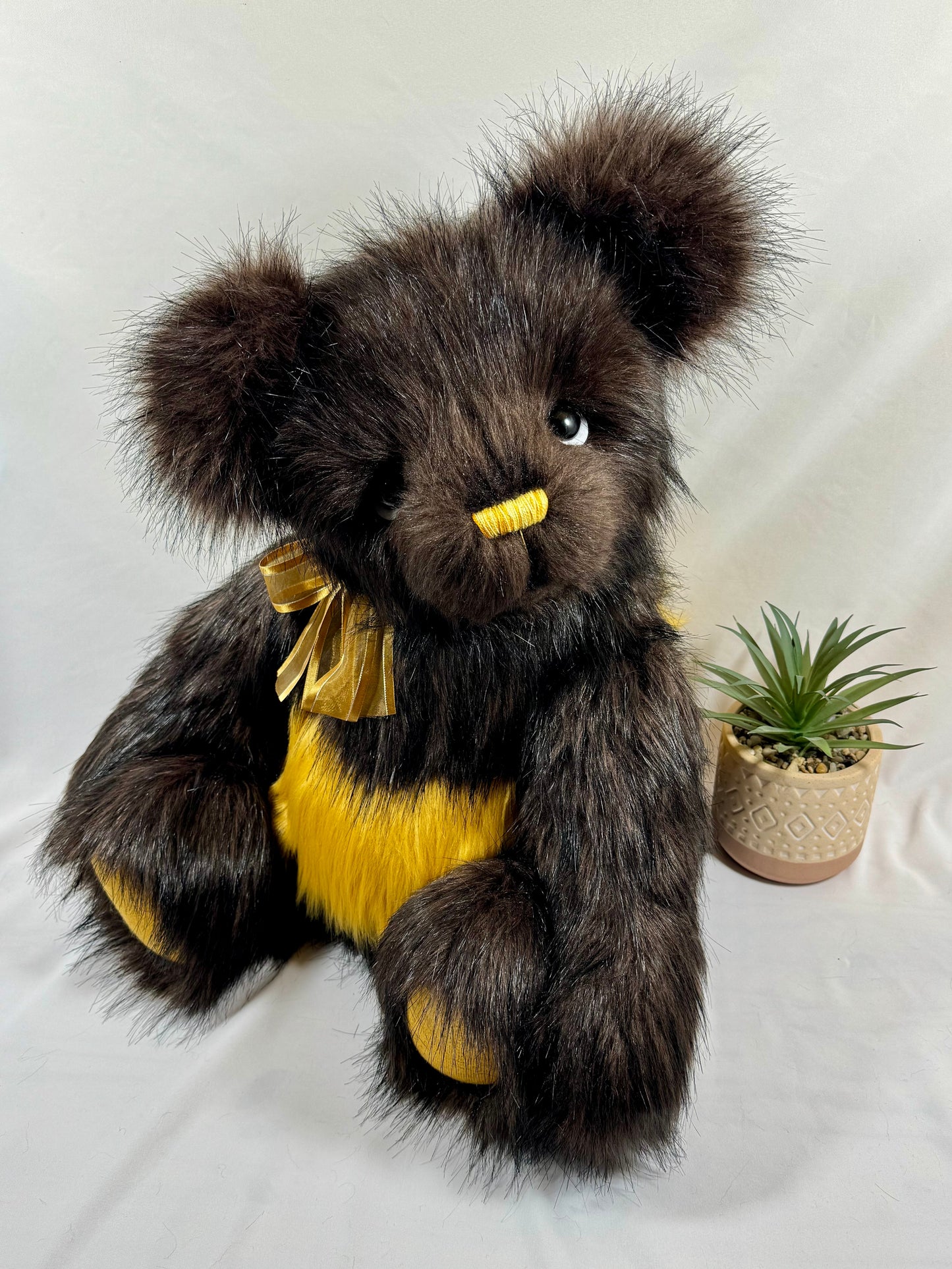 Pièce de collection ours Miel 65 cm, fausse fourrure haute qualité, non adapté aux enfants