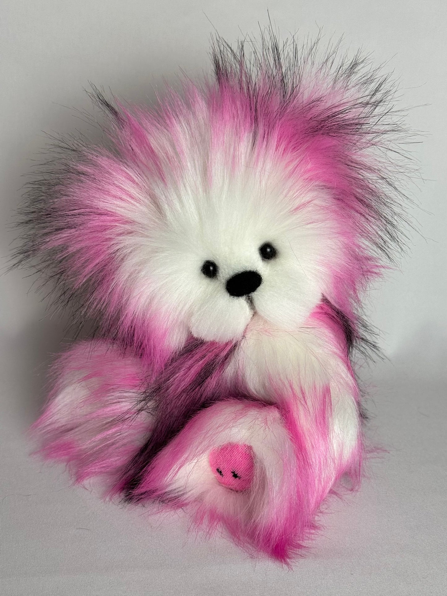 Pink Lady ours en peluche de collection 22cm (8.6") ours artiste décoration fausse fourrure peluche sculpture textile Ooak PIECE UNIQUE