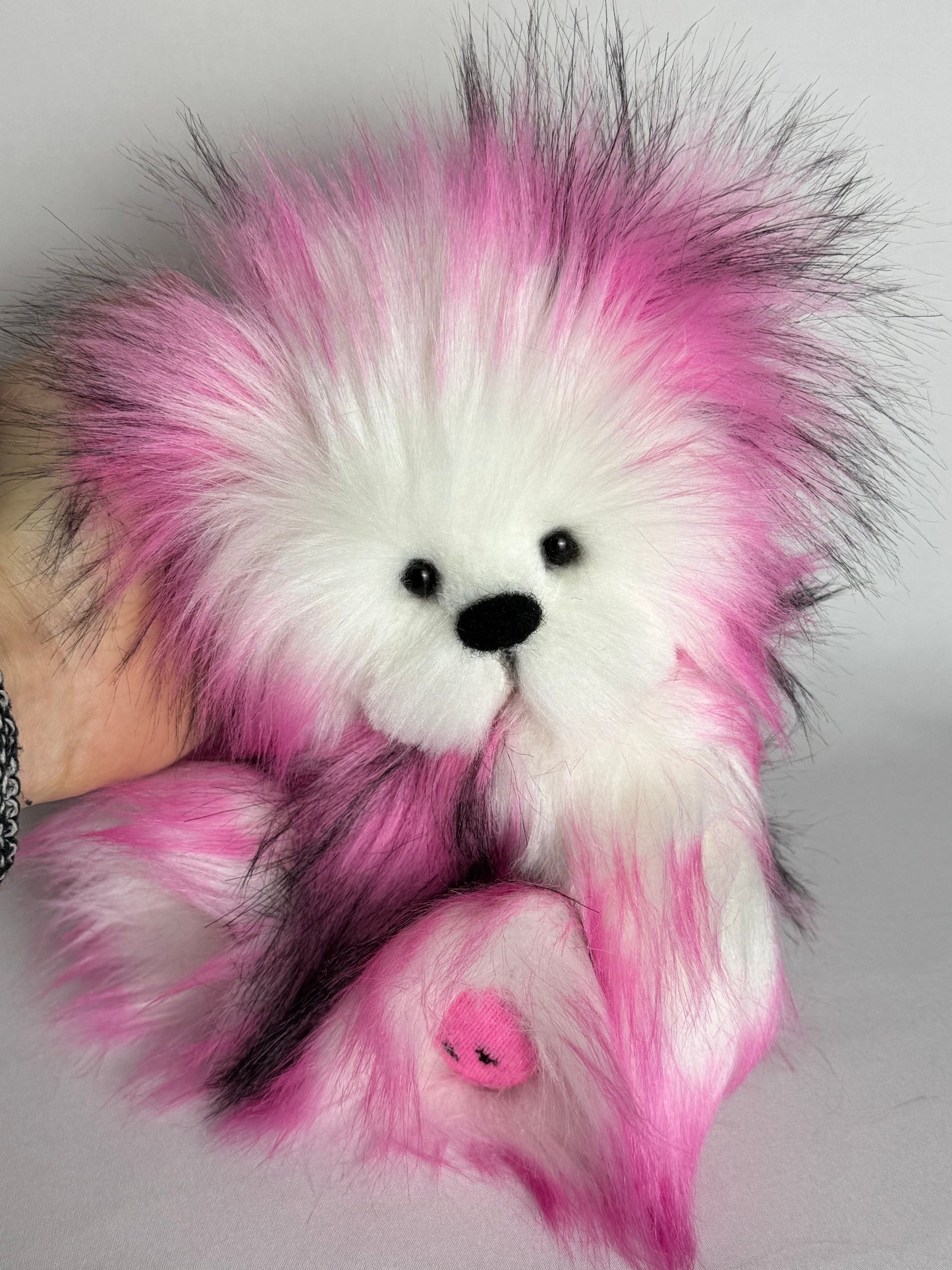 Pink Lady ours en peluche de collection 22cm (8.6") ours artiste décoration fausse fourrure peluche sculpture textile Ooak PIECE UNIQUE