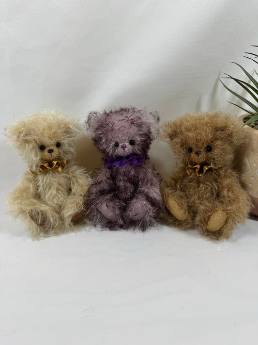 Trois mini ours de collection en mohair vintage – Pièces artisanales uniques 🧸