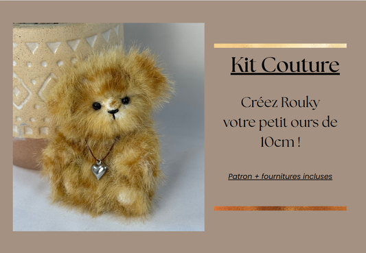 🧵 Kit Couture Ours Miniature 10 cm – Créez Rouky, votre ours de collection articulé 🐻✨