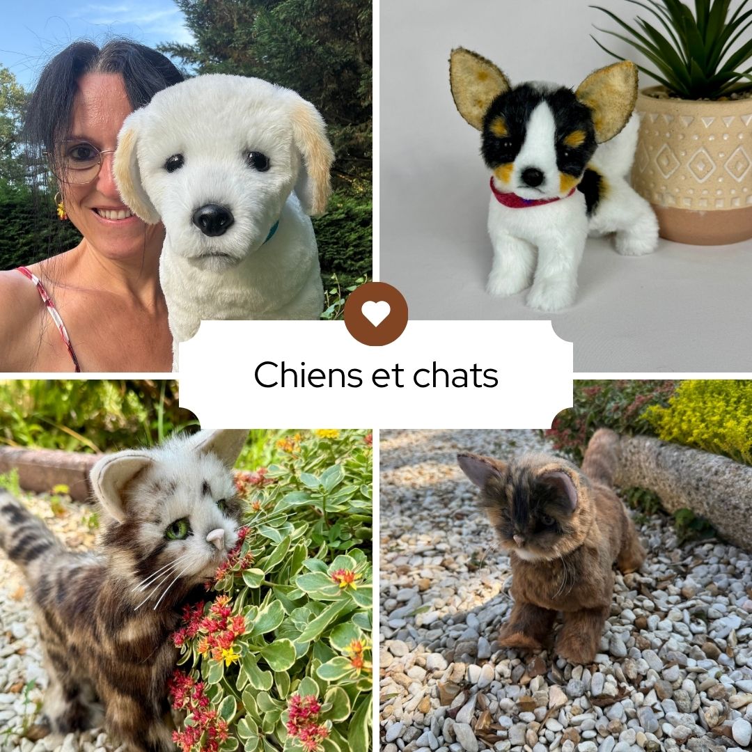chiens réaliste en fausse fourrure articulés