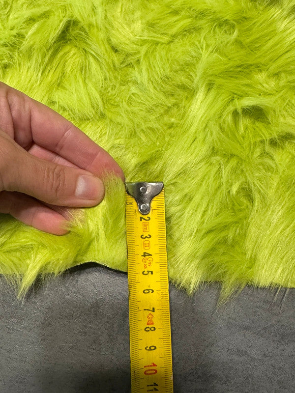🟢 Fausse fourrure bouclée vert pomme 🍏 | Largeur 140 cm – longueur au choix ✂️