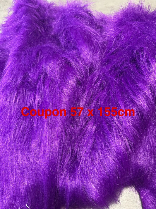 Coupon 57cm x 155cm tissu fausse fourrure à poils longs violette légère et vaporeuse fourniture créative