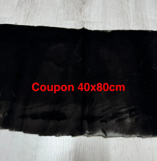 Coupon tissu fausse fourrure douce et de qualité à poils moyens marron foncé noir 40cm x 80cm