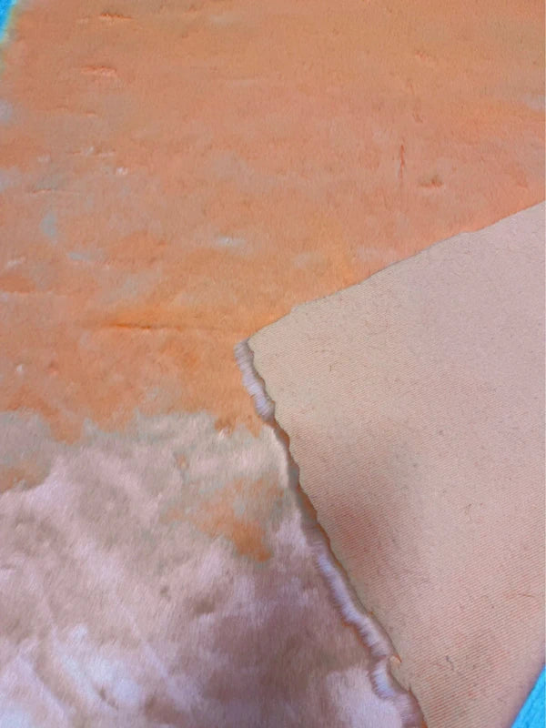 Coupon tissu fausse fourrure à poils mi-longs corail 30cmx80cm