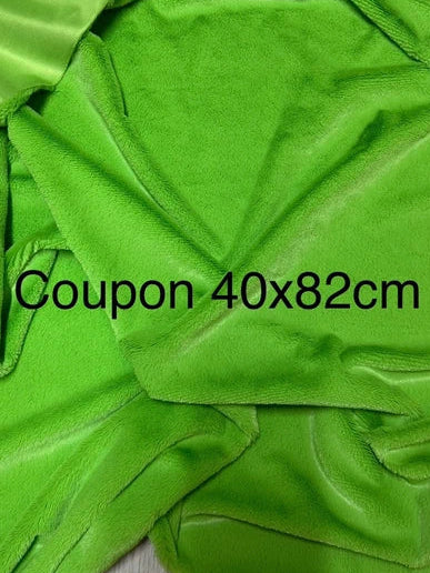Coupon tissu fausse fourrure légère à poils courts vert pomme 40cmx82cm
