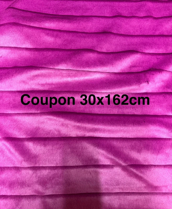 Coupon tissu fourrure douce de qualité rayée fuchsia violet à poils mi- longs 30cm x 162cm