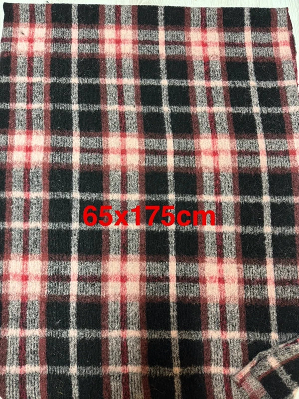 Coupon tissu lainage à carreaux original imprimée tartan rouge noir 65cm x 175cm