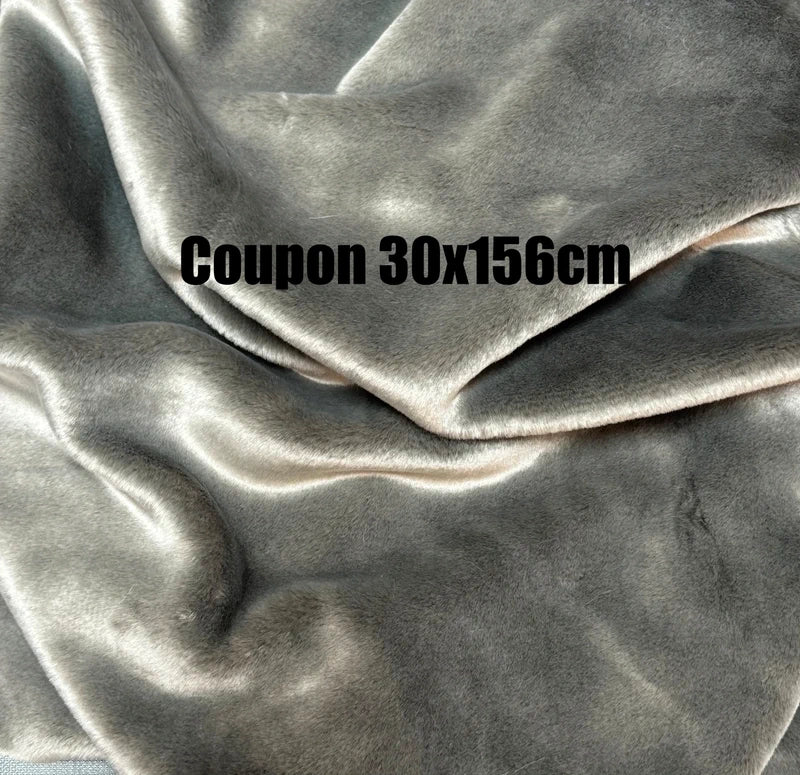 Coupon couture tissu fausse fourrure très douce et épaisse à poils mi-longs gris 30cm x 156cm
