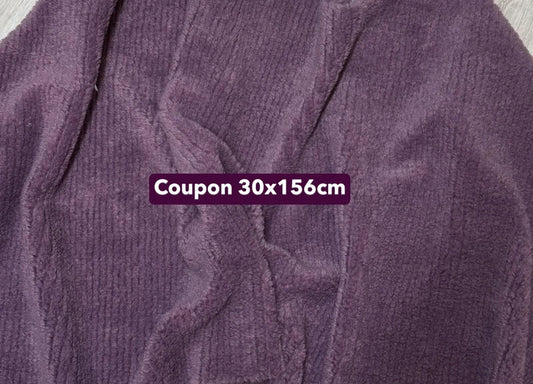 Coupon tissu fourrure douce de qualité texturé violet à poils mi- longs 30cm x 156cm