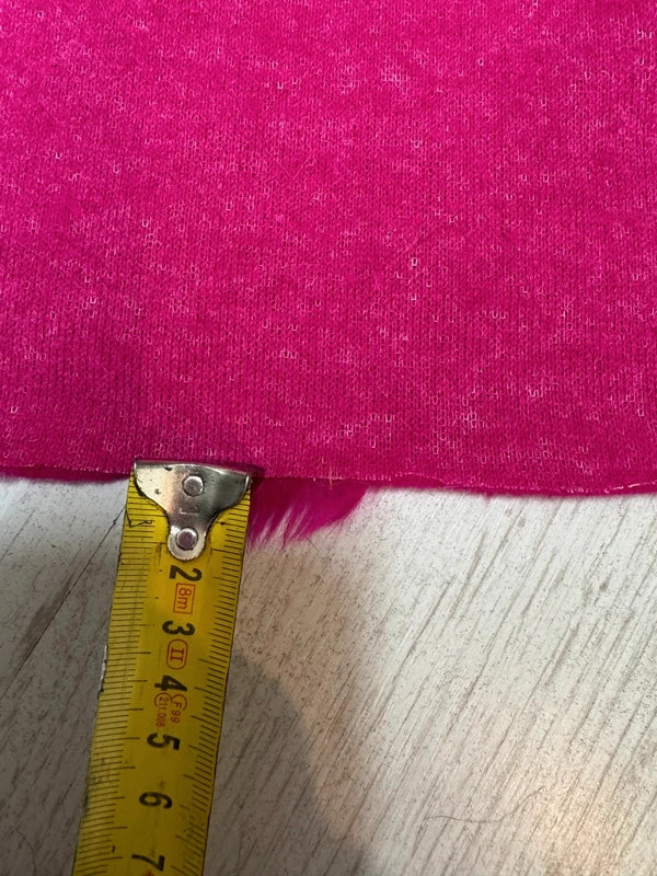 Soft and lightweight fuchsia pink faux fur fabric coupon with medium-length pile 33cm x 150cm