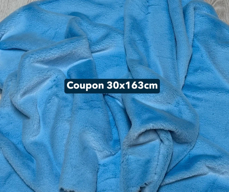 Fausse fourrure bleu ciel poils courts – Coupon 30x163cm