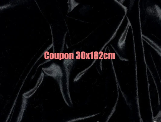 Coupon tissu fausse fourrure douce à poils courts noir 30cmx182cm