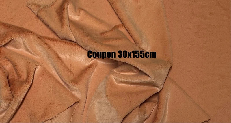 Coupon tissu fausse fourrure douce et légère orange abricot à poils courts 30cm x 155cm