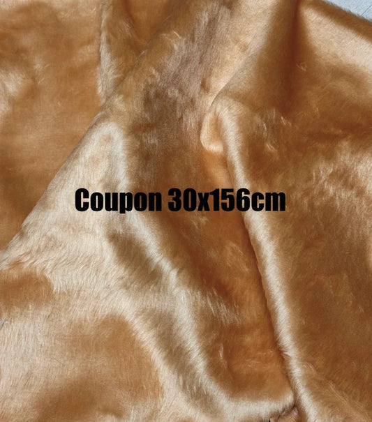 Soft and light apricot orange faux fur fabric coupon with short pile 30cm x 156cm