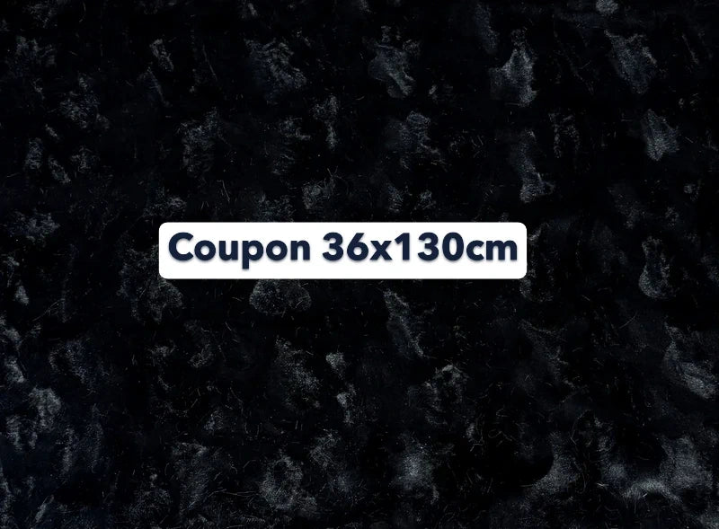 Coupon tissu fausse fourrure texturée douce à poils courts noir 36cm x 130cm