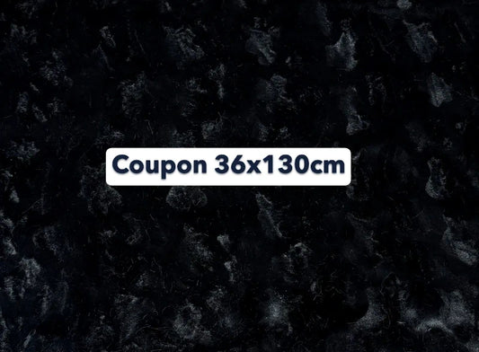 Coupon tissu fausse fourrure texturée douce à poils courts noir 36cm x 130cm