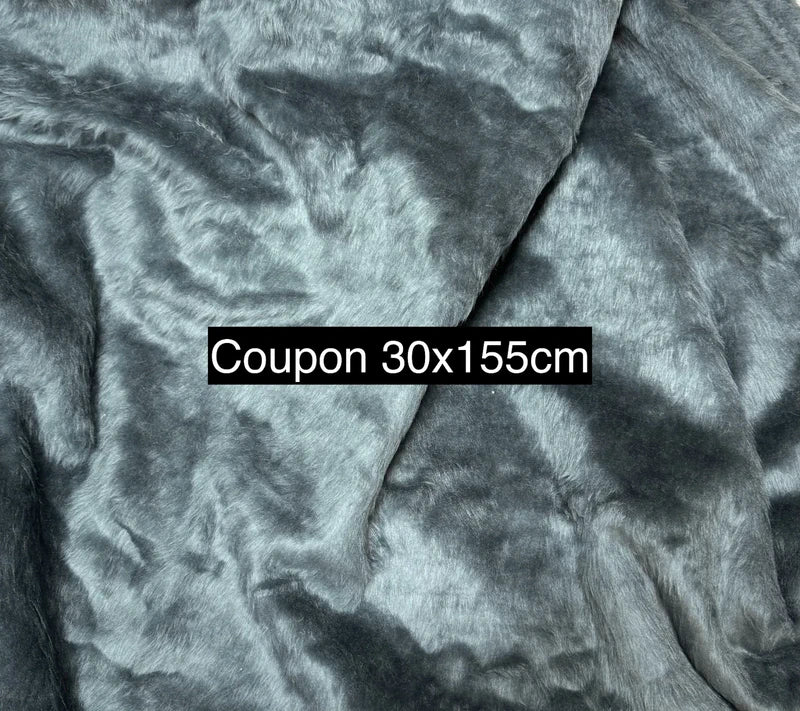 Coupon tissu fausse fourrure très douce légère à poils mi-longs gris 30cm x 155cm