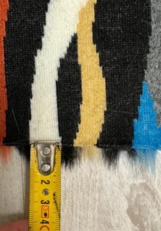 Coupon tissu fausse fourrure originale multicolore à poils mi-longs 30cm x 160cm