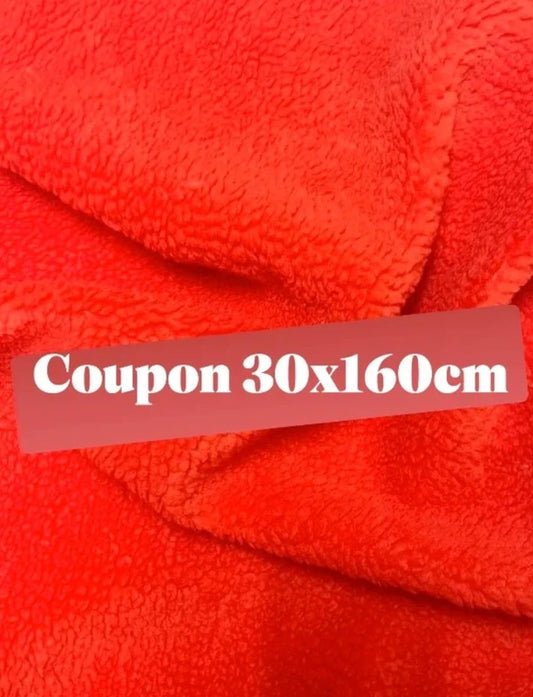 Soft sheepskin faux fur fabric piece with medium-long pile, orange, 30cm x 160cm