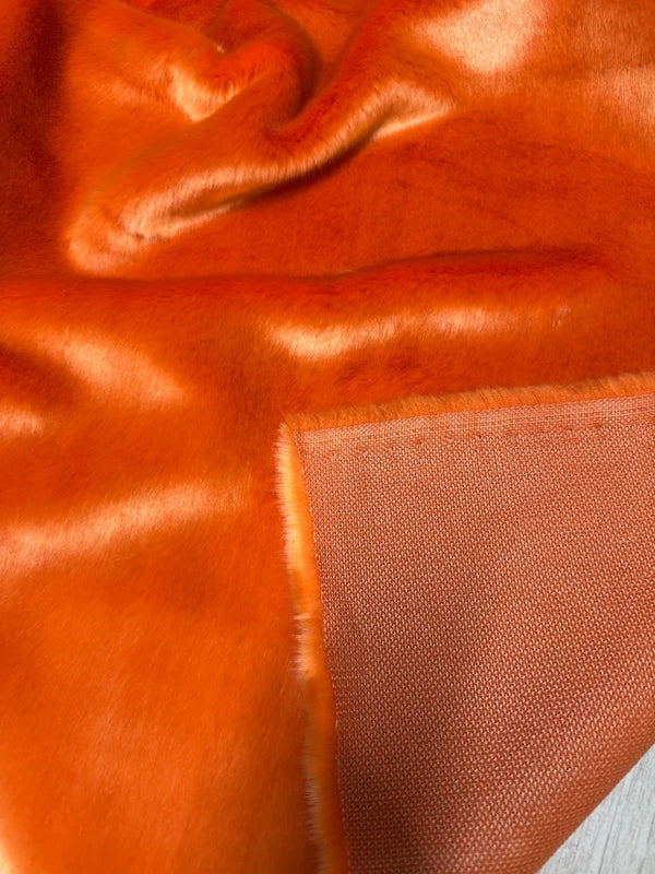 🧡 Fausse fourrure orange | Coupon 30×76 cm | Poil 1,5 cm ultra doux