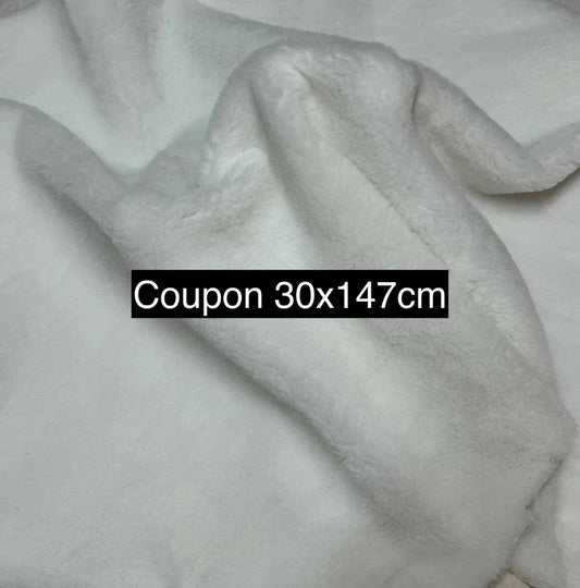 Fausse fourrure moutonnée blanche | Coupon 30×147 cm | Douce et moelleuse