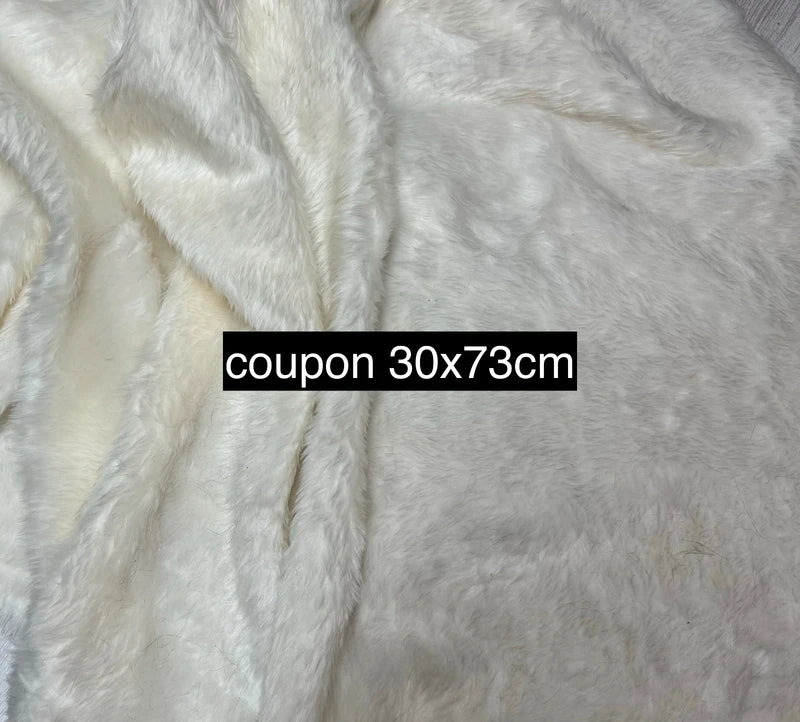 Fausse fourrure blanche légère | Coupon 30×73 cm | Poil env. 1 cm