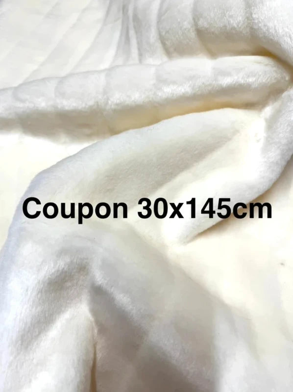 Coupon tissu fourrure douce, légère texturée de qualité beige à poils mi-longs 30cm x 145cm