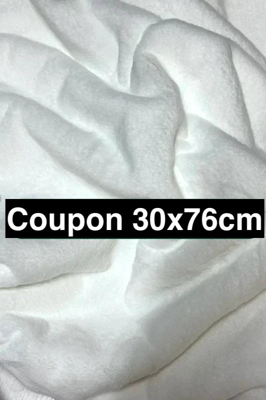 Coupon tissu très doux fausse fourrure à poils courts blanc 30cm x 76cm