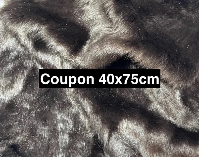 Coupon tissu fausse fourrure douce à poils longs marron foncé 40cm x75cm