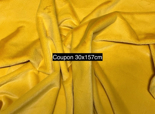 Soft faux fur fabric remnant, orange-yellow, medium-pile, 30cm x 157cm
