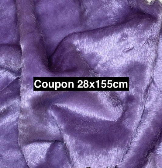 Lightweight lilac purple faux fur fabric coupon with medium-length pile 28cm x 155cm