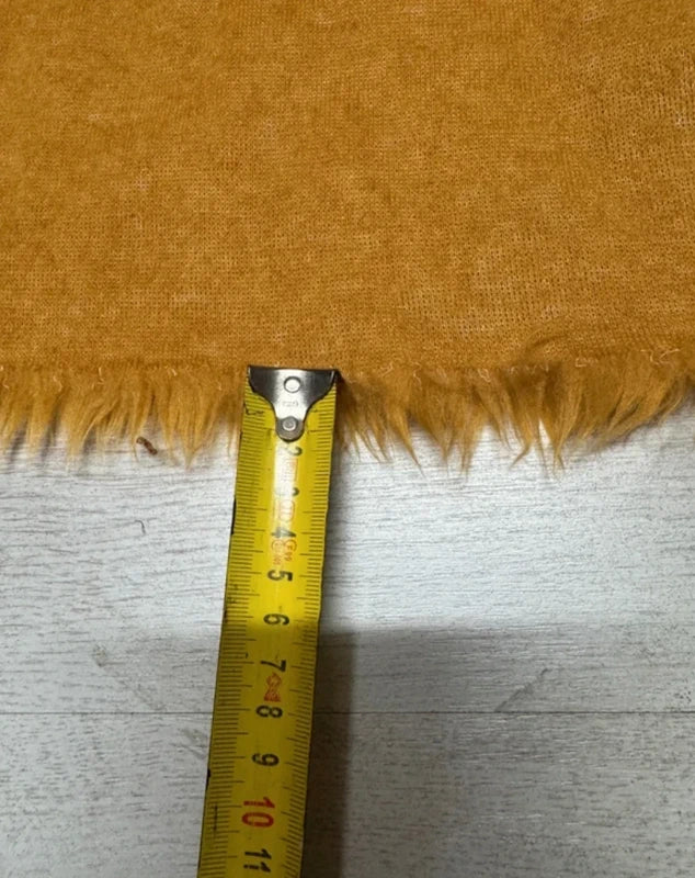 Coupon tissu fausse fourrure à poils longs marron caramel 30cm x 155cm