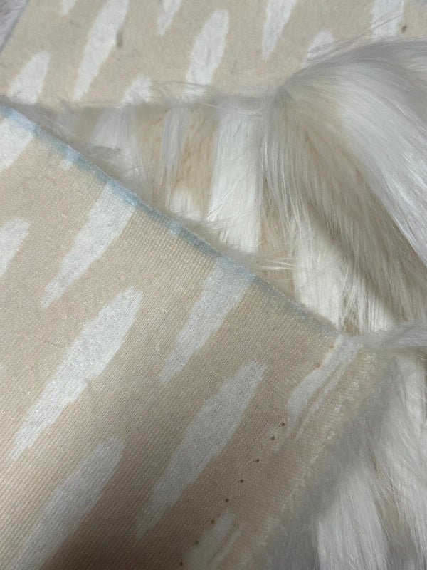 Fausse fourrure crème & blanc poils longs 4/5 cm – Coupon 21×100 cm