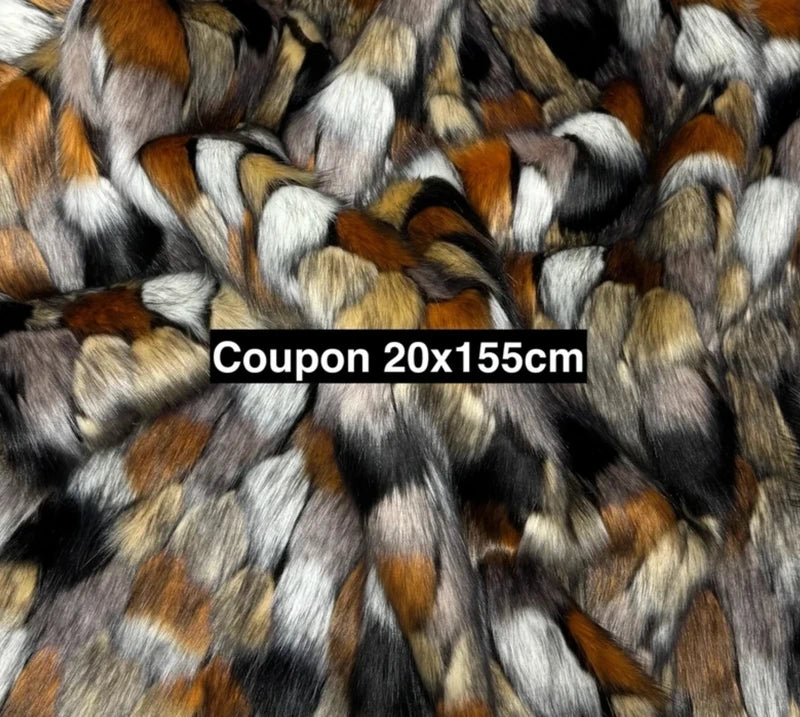 Fausse fourrure multicolore nuancée poils longs 4/5 cm – Coupon 20×155 cm