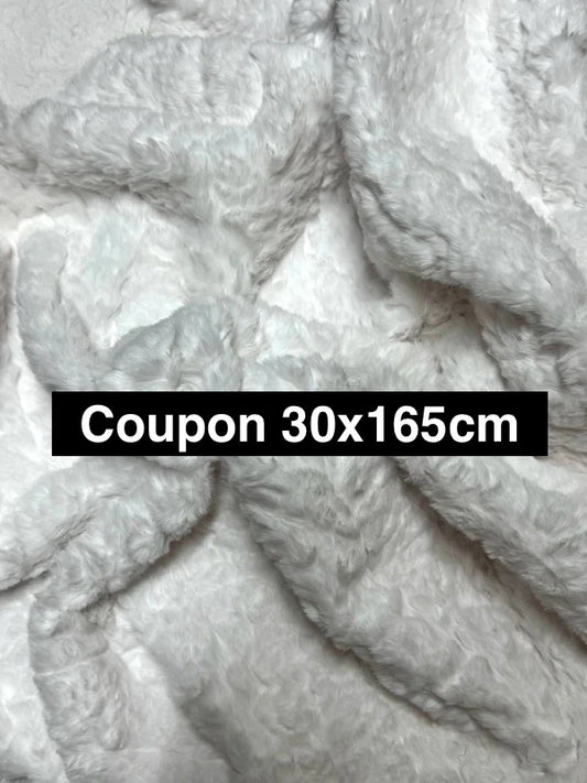 Coupon tissu fausse fourrure douce texturée frisée blanc 30cm x 165cm