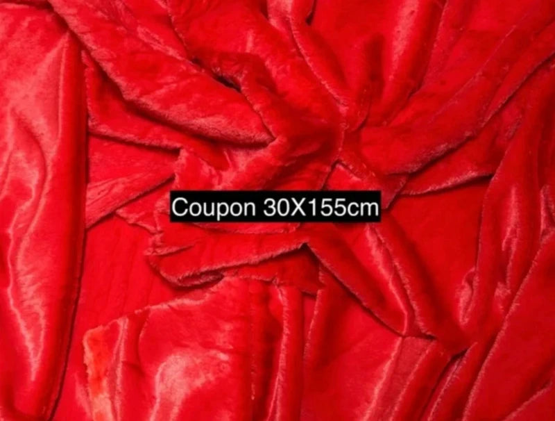 Coupon tissu fausse fourrure douce rouge à poils courts 30cm x 155cm