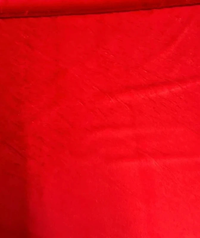 Coupon tissu fausse fourrure douce rouge à poils courts 30cm x 155cm