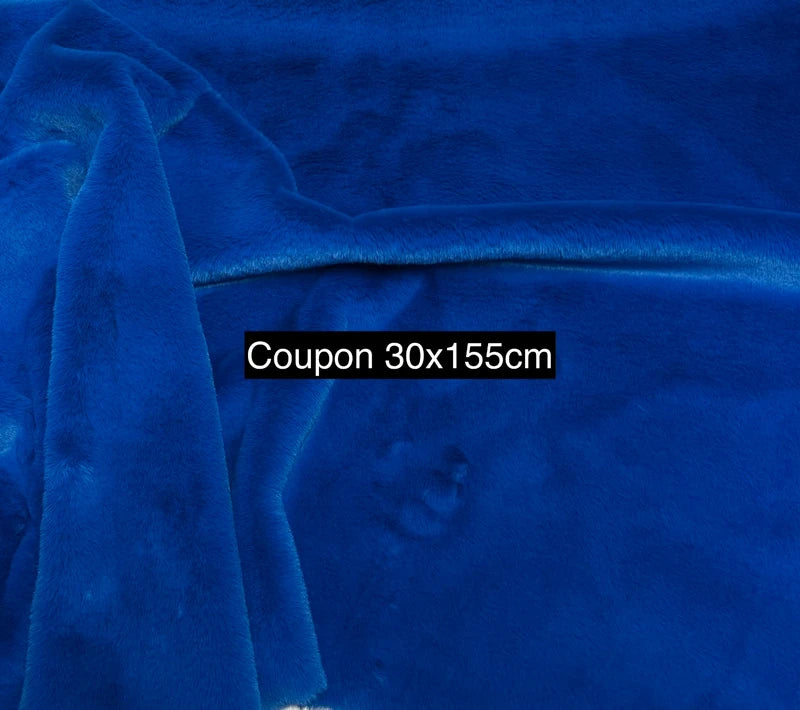 Fausse fourrure bleue épaisse et douce – Poils mi-longs 1,5 cm – Coupon 30×155 cm