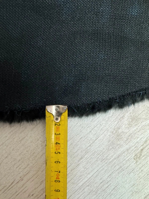 Coupon tissu fausse fourrure douce de qualité noir à poils moyens 30cmx155cm
